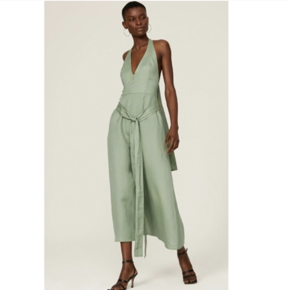 Linen halter dress, mint, medium